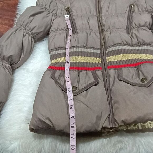 Just Cavalli Womens Puffer Coat S With Fox Fur Hood Taupe Color Down-Filled - Picture 13 of 13